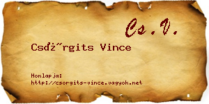 Csörgits Vince névjegykártya